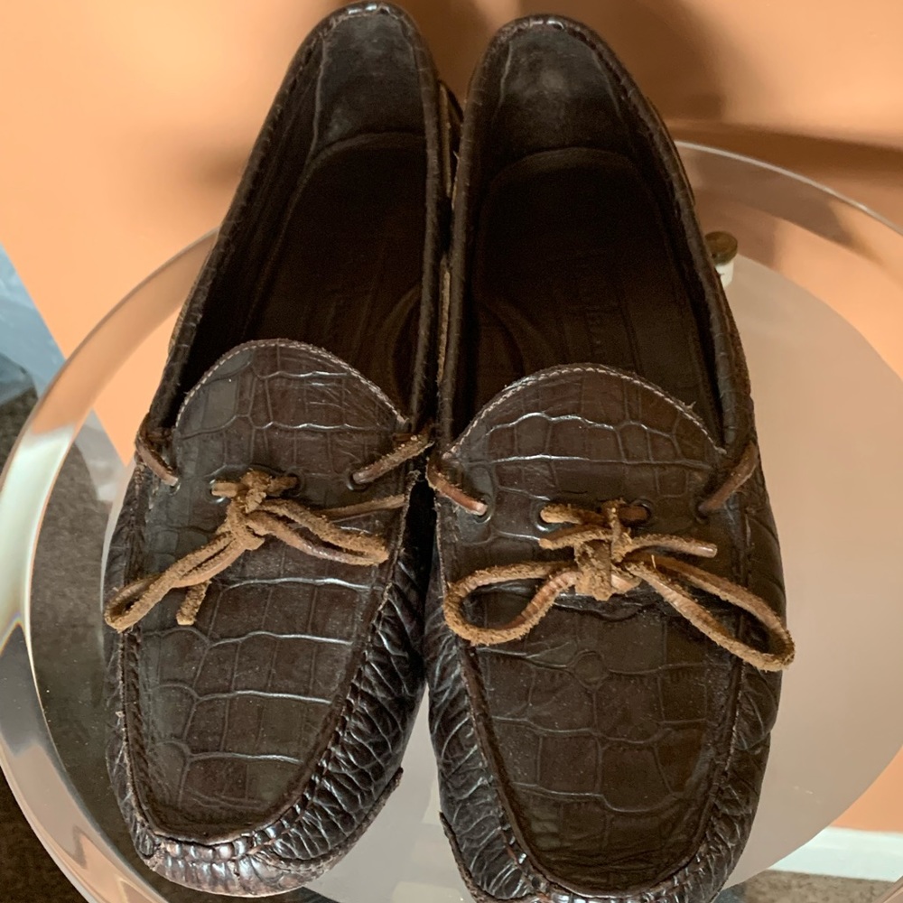 men 11.5 cole haan country crocodile embossed drivers slippers loafers moccasins